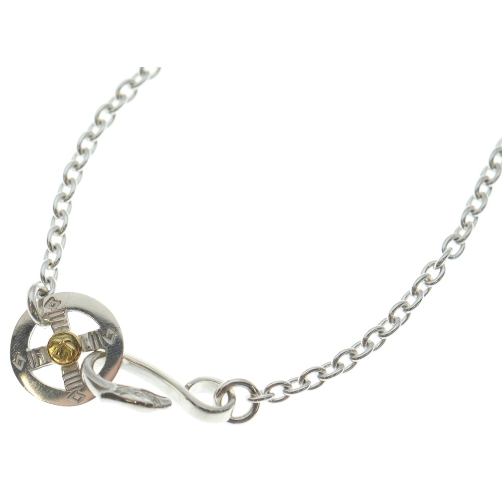 【新品】メタル付きホイール細丸チェーン ネックレスチェーン Aランク