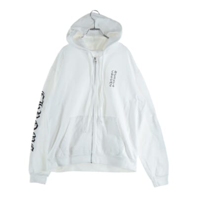 SWTSHRT HD ZIP アームロゴプリント ダガージップアップスウェットパーカー フーディー ホワイト Bランク