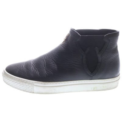 MID TOP ミッドトップ ダガー装飾サイドゴアレザーシューズ ハイカットスニーカー ブラック Aランク