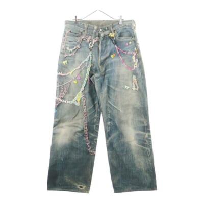 25SS 1981M ルーズフィットジーンズ トロンプルイユプリントデニムパンツ FN-MN-TROU001101 インディゴブルー Aランク