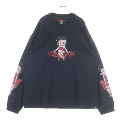 25AW WORLD×BETTY BOOP ワールド ベティブープ ボクシーフィットプリント長袖Tシャツ MW25C15-TS206 ブラック/レッド Sランク