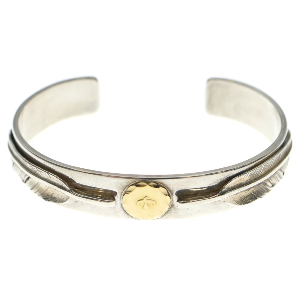 SVフェザー付き平打ちブレス M シルバーゴールド Aランク