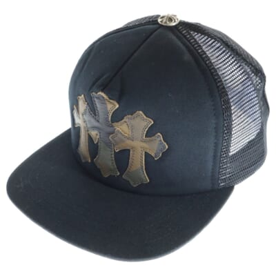TRUCKER CAP トラッカーキャップ 3セメタリーレザーパッチメッシュキャップ Sランク