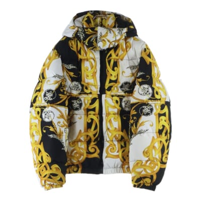 バロック柄 総柄 ダウンジャケット イエロー/ブラック A85195/A235725 Aランク