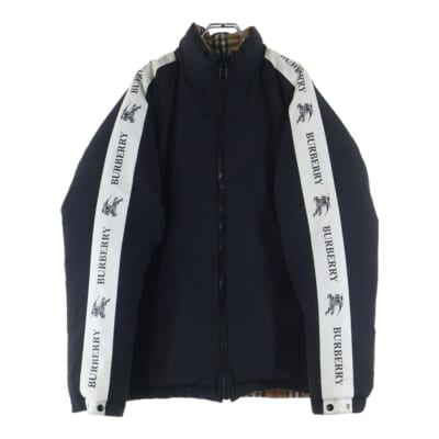 リバーシブル ノバチェック ロゴ ダウンジャケット ブラック/ベージュ 8003235 Bランク