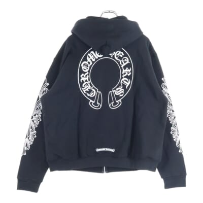 THRML HD ZIP 裏地サーマルジップ 袖フローラルバックホースシュープリントジップパーカー ブラック Sランク