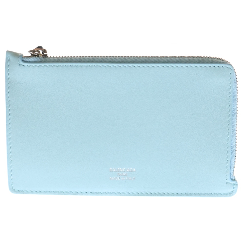 ロゴ フラグメントケース コインケース カードケース 小物入れ ライトブルー レザー 7367342 シルバー金具 Aランク