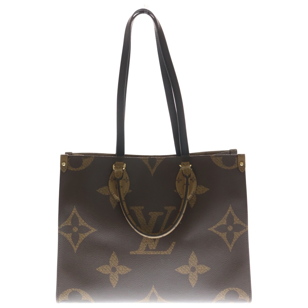 モノグラムジャイアント オンザゴーMM トートバッグ ハンドバッグ ショルダーバッグ ブラウン レザー M45321 ゴールド金具 Bランク