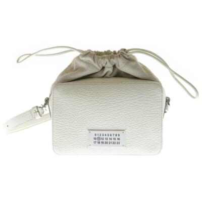 5AC ショルダーバッグ ミニバッグ 巾着バッグ ホワイト レザー SB1WG0018 シルバー金具 Bランク