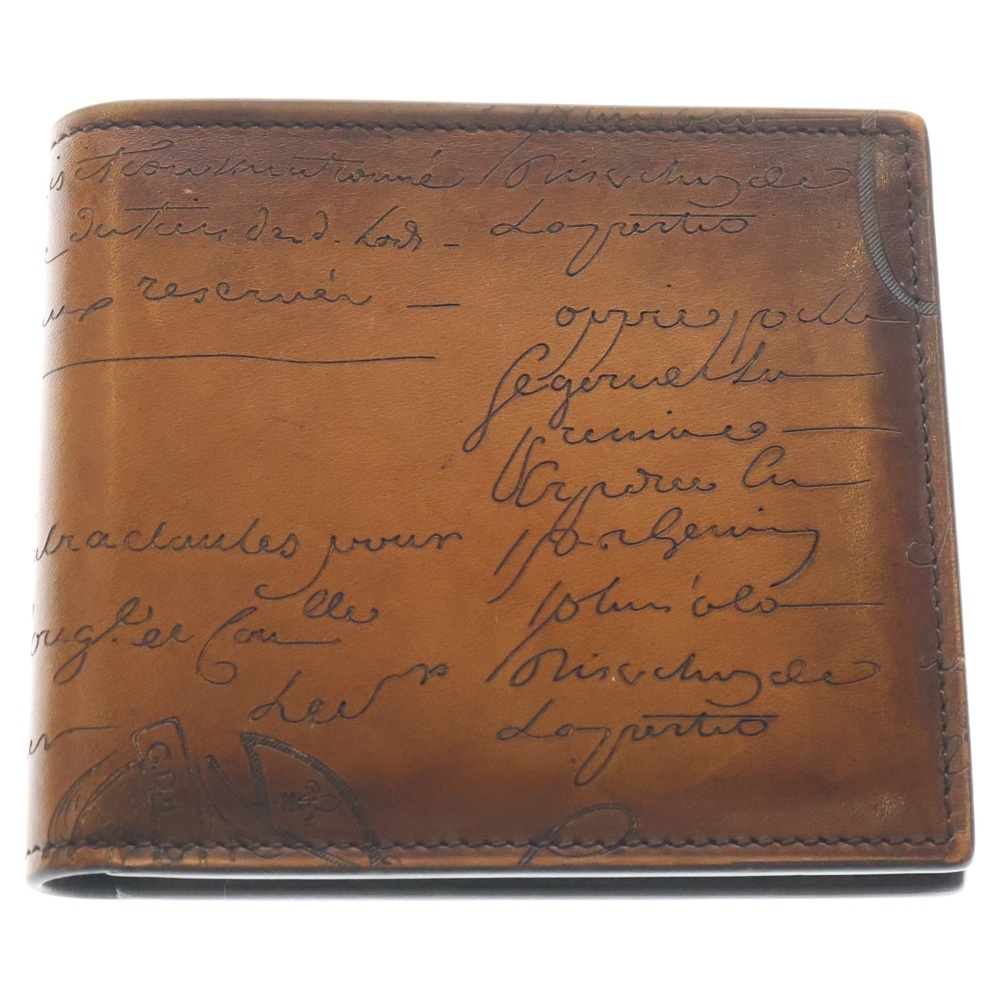 ベルルッティ カリグラフィ コンパクトウォレット レザー ブラウン チェーン付 ベルルッティ カリグラフィ コンパクトウォレット レザー ブラウン