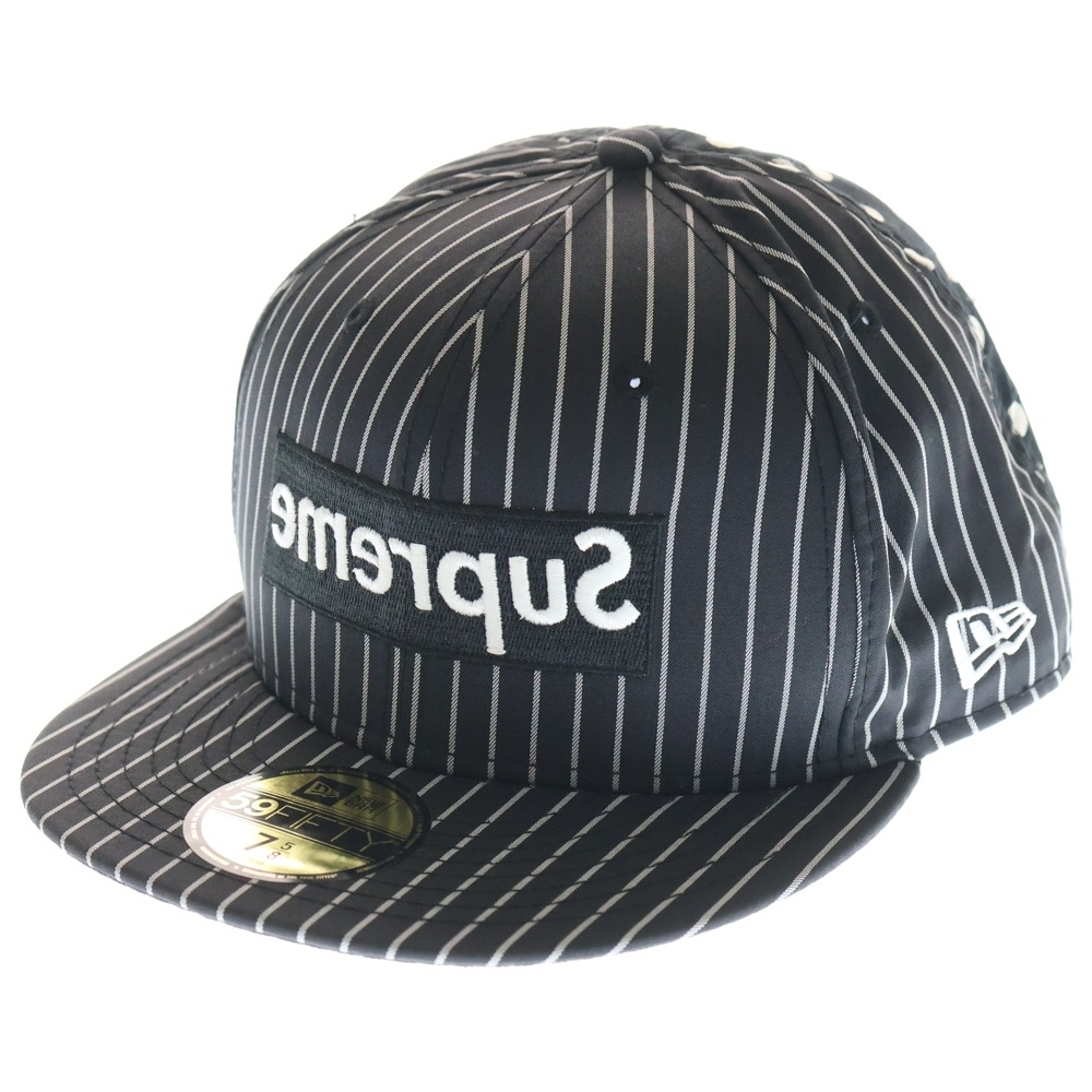 14SS ×COMME des GARCON SHIRT ×New Era コムデギャルソン ニューエラ ボックスロゴ ベースボールキャップ 帽子 ブラック/ホワイト Bランク