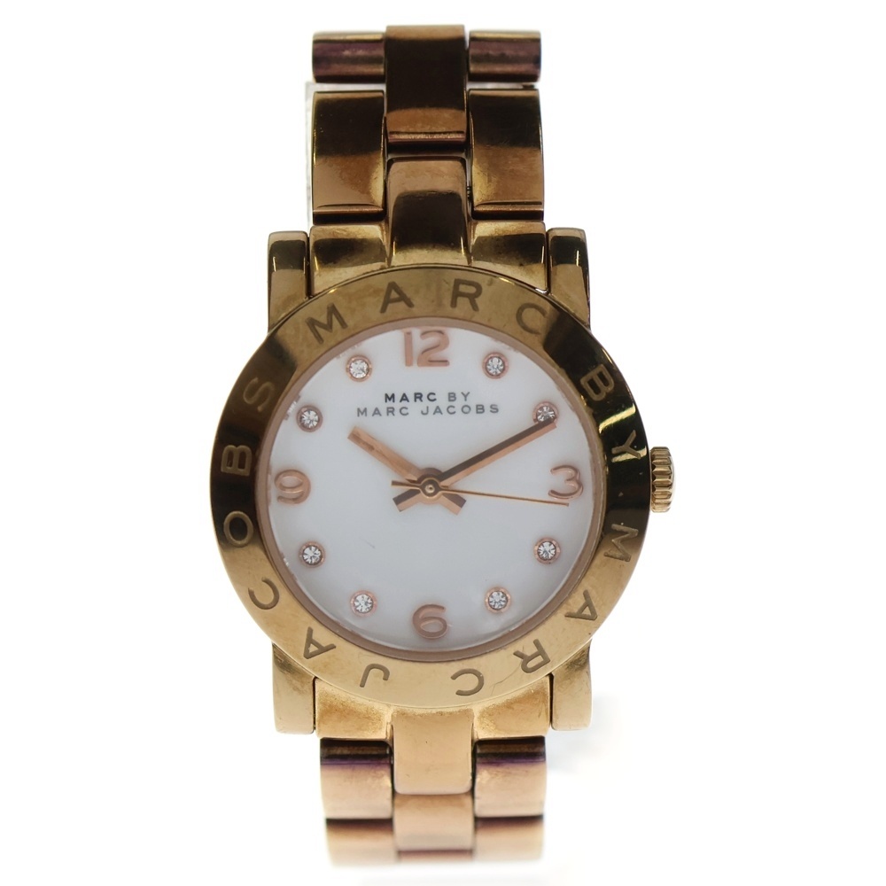 エイミーディンキー SS クォーツ ホワイト文字盤 腕時計 ホワイト/ゴールド MBM3078 Bランク