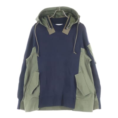 20SS SPONGE SWEAT HOODIE ドッキング スポンジ スウェットパーカー フーディ ネイビー/カーキ 20-02233M Bランク