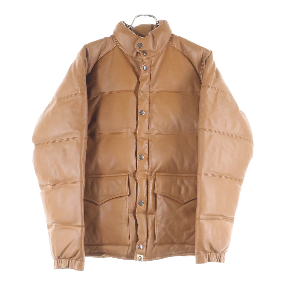 2004 ×ピールスローリーアンドシー シープスキン ダブルジップ レザーダウンジャケット ブラウン Bランク