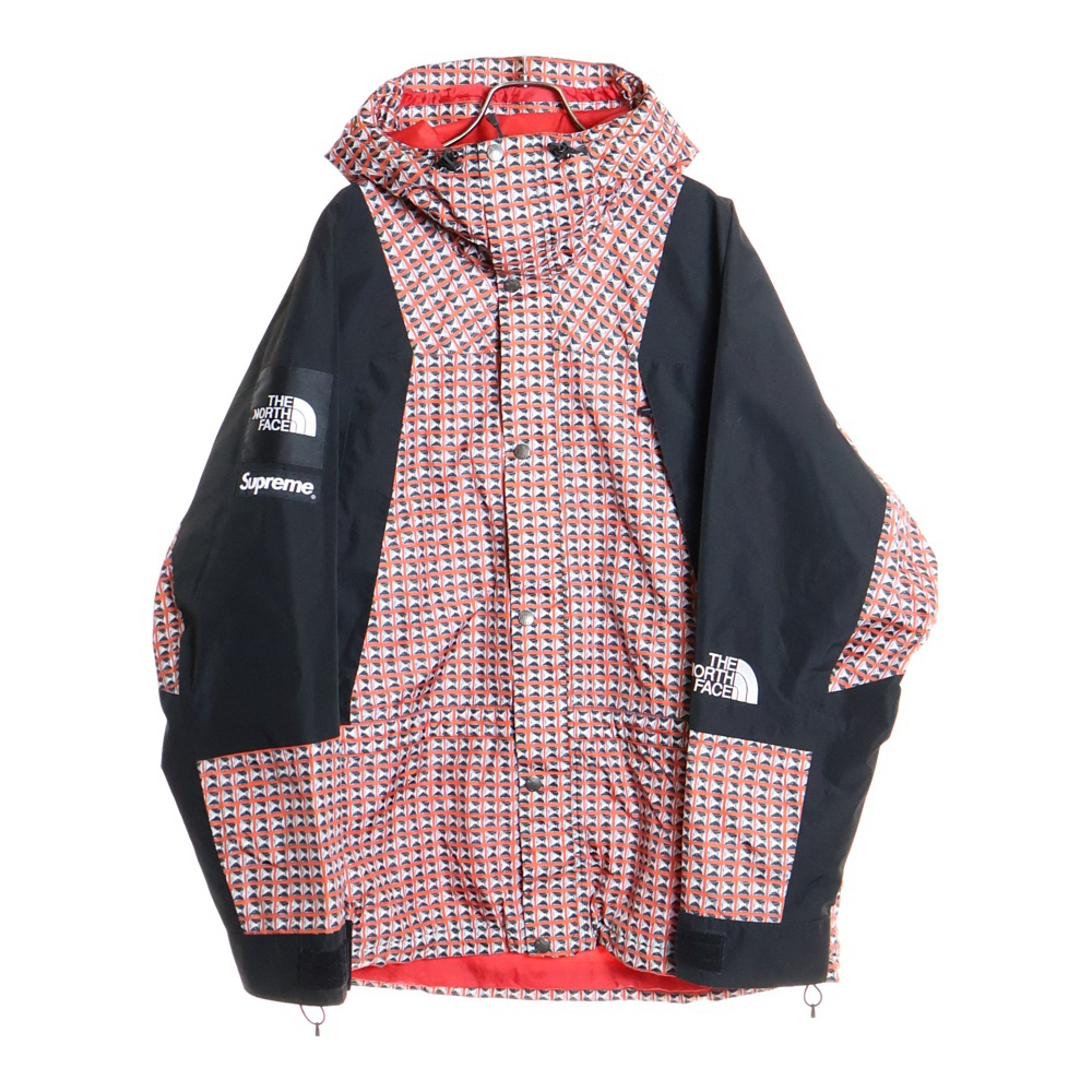 21SS ×THE NORTH FACE ザノースフェイス スタッデッドデザイン フーデッド ナイロン マウンテンライトジャケット レッド NF0A5IQV Bランク