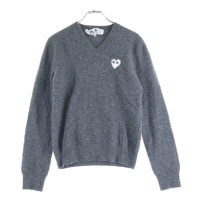 17AW AD2017 Vネック ハートロゴ ウールニット セーター グレー AZ-N060 Bランク