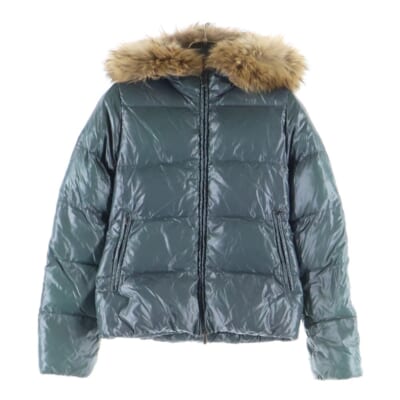 ADHARA アダラ ラクーンファー ダウンジャケット グリーン レディース MFG-1035R Bランク