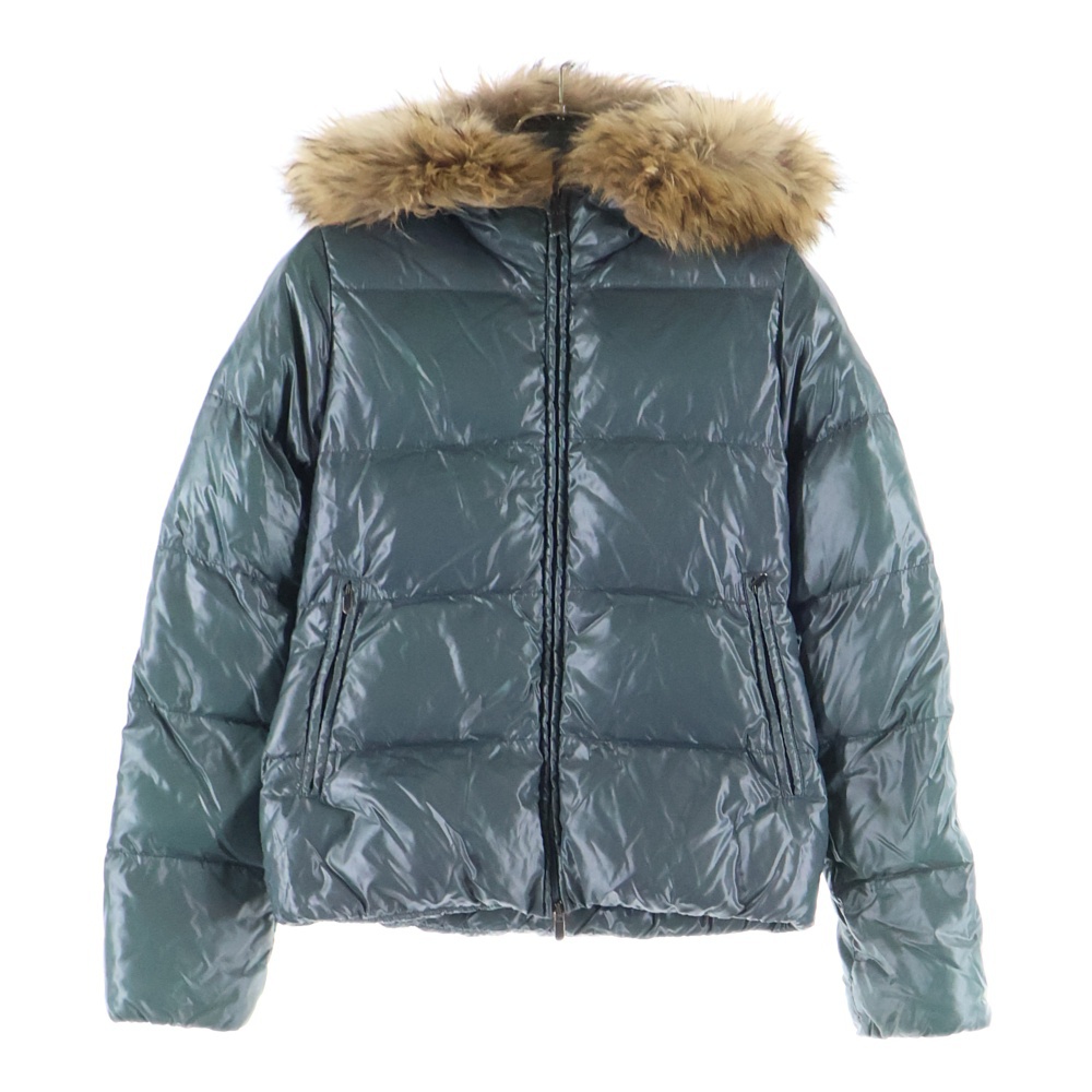 ADHARA アダラ ラクーンファー ダウンジャケット グリーン レディース MFG-1035R Bランク