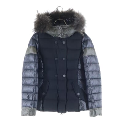 CALINITIDE カリニタイド ウールナイロン切替 ラクーンファー ダウンジャケット ブラック レディース 1157-MFG Bランク