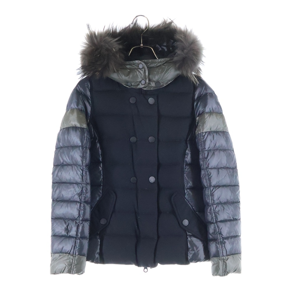 CALINITIDE カリニタイド ウールナイロン切替 ラクーンファー ダウンジャケット ブラック レディース 1157-MFG Bランク