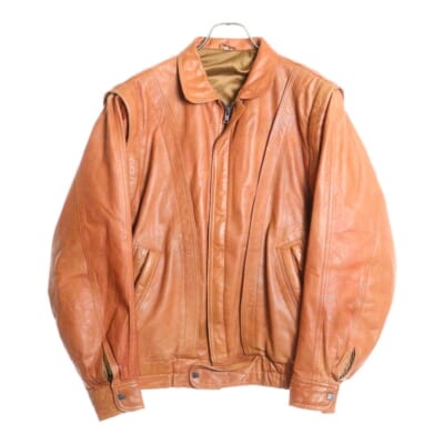 SHEEP SKIN シープスキン MITジッパー レザージャケット ブルゾン ブラウン Cランク