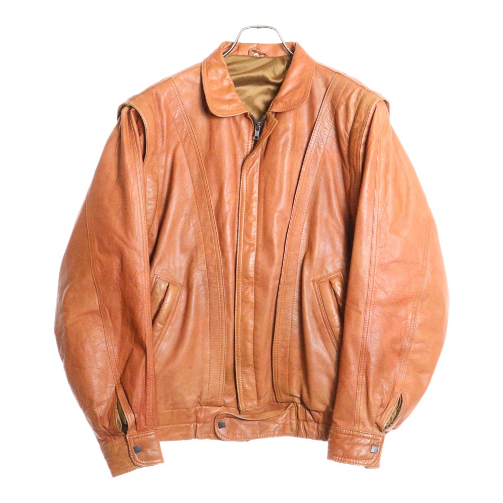 SHEEP SKIN シープスキン MITジッパー レザージャケット ブルゾン ブラウン Cランク