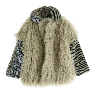 ロングファー レオパードカラー ジャケット ベージュ Bランク