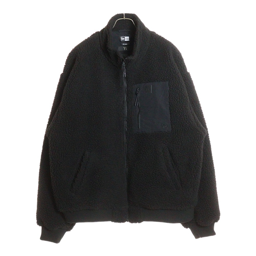 ×NEW ERA BOA BLOUSON ニューエラ ロゴパッチ ジップアップジャケット ボアブルゾン ブラック レディース YL-T83-952 Bランク