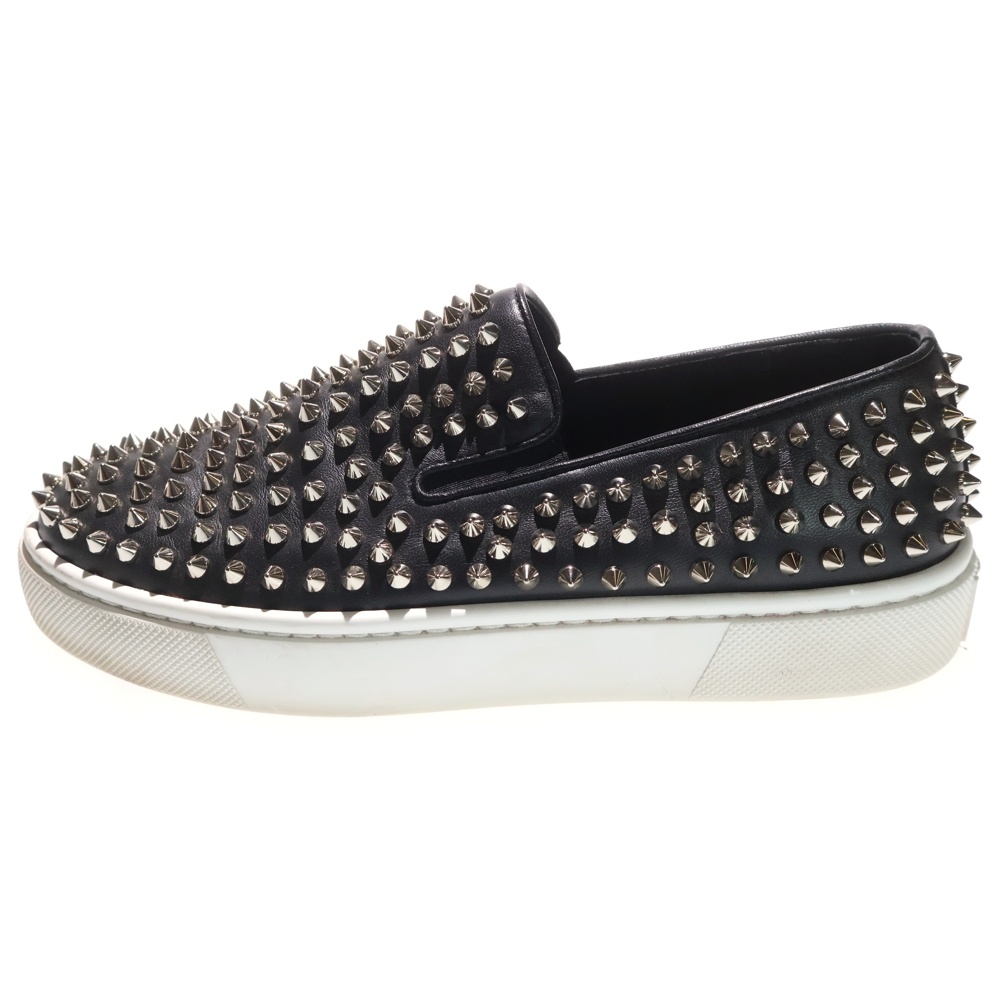 ローラーボート スパイクスタッズ ラインストーン スエードレザー ローカットスニーカー スリッポン レディース シルバー金具 ブラック Bランク