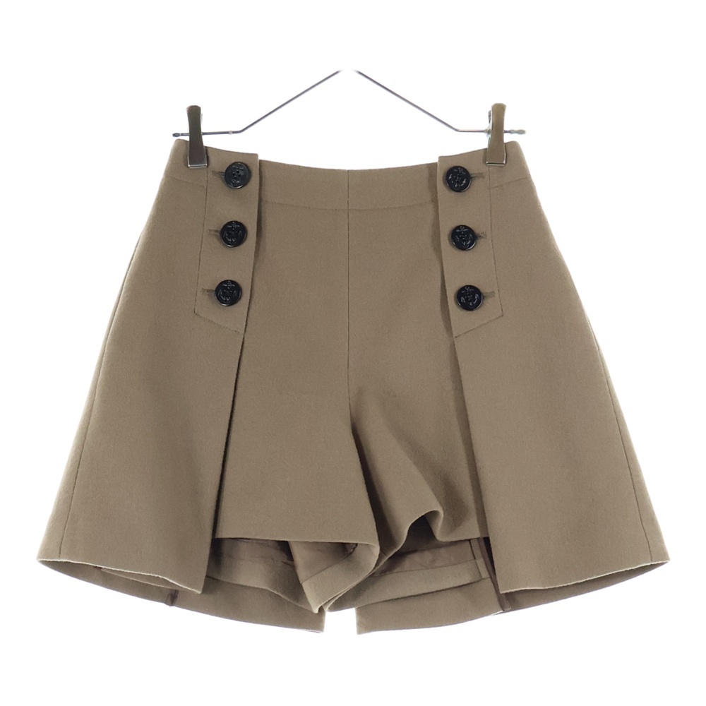 マルチボタンデザイン メルトン ウール ショートパンツ レディース ブラウン 24-07513 Bランク