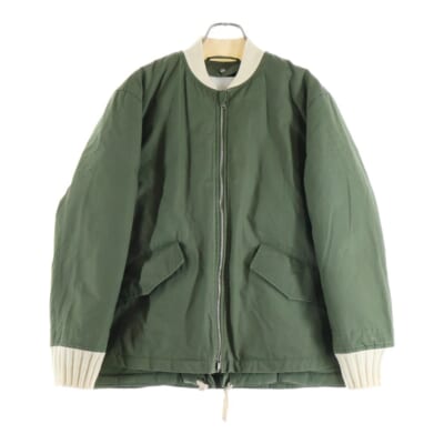 21AW ダブルフラップポケット ダウンライナー ニットアーム切り替え フライトジャケット カーキ CM PW IA 0511 Bランク