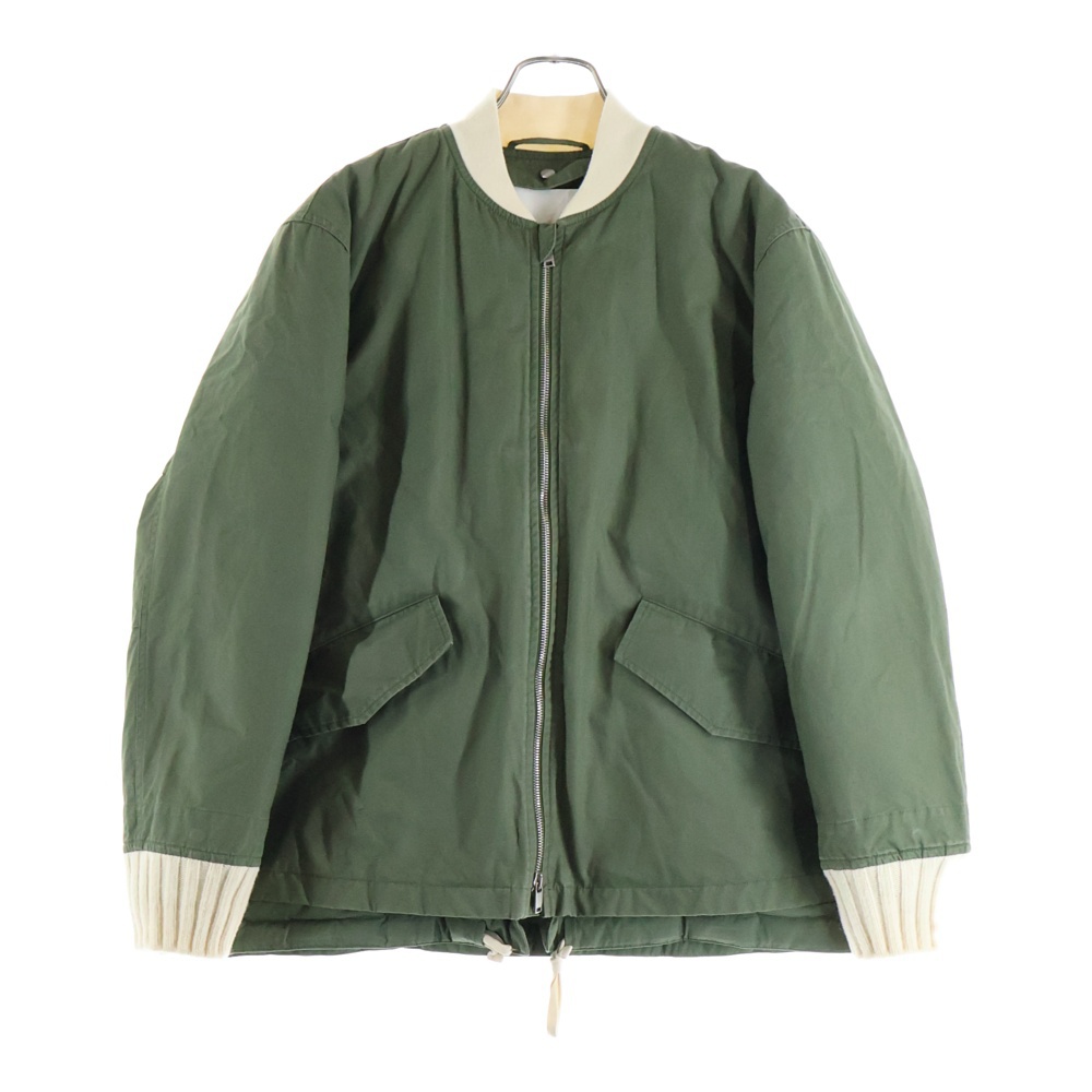 21AW ダブルフラップポケット ダウンライナー ニットアーム切り替え フライトジャケット カーキ CM PW IA 0511 Bランク
