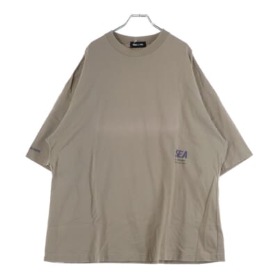 ×WIND AND SEA ウィンダンシー ワンポイントロゴ刺繍Tシャツ 半袖クルーネックカットソー ベージュ NHWS-007 Bランク