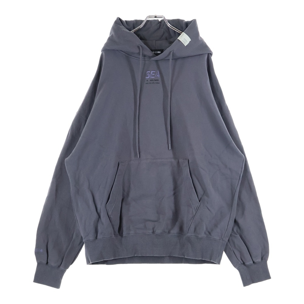 ×WIND AND SEA ウィンダンシー ロゴ刺繍 プルオーバースウェットパーカー グレー NHWS-004 Aランク