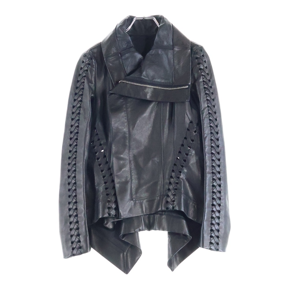 16SS 袖切り替え 編み込み ダブルライダース レザージャケット レディース ブラック RP16S9710 Aランク