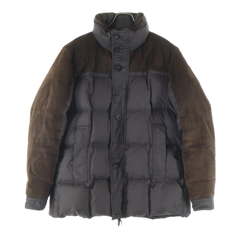 モンクレール レザー切り替え ダブルポケット ジップアップ ダウン