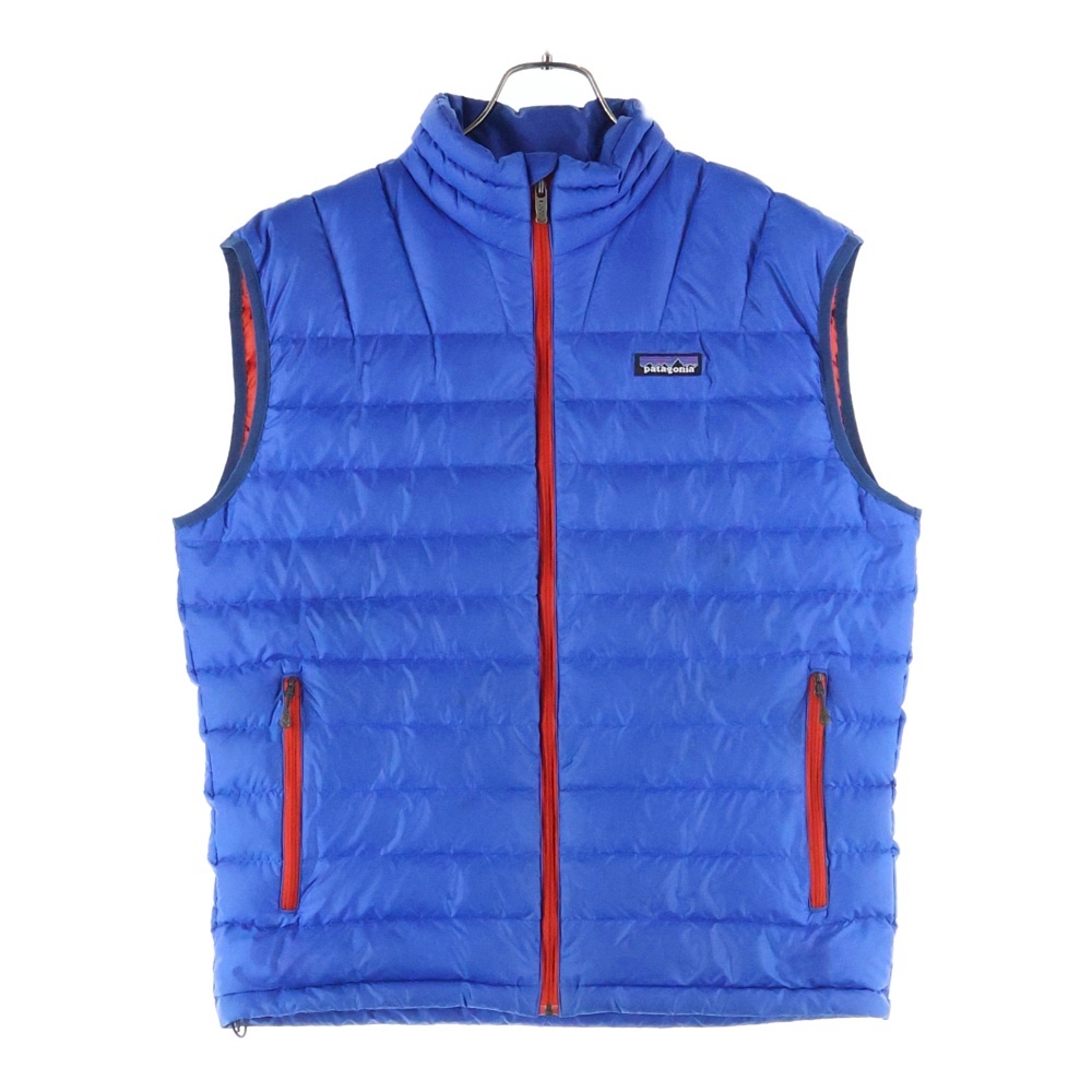21AW DOWN SWEATER VEST 胸ロゴデザイン ダブルポケット ジップアアップ ダウンベスト ブルー 84621F0 Bランク