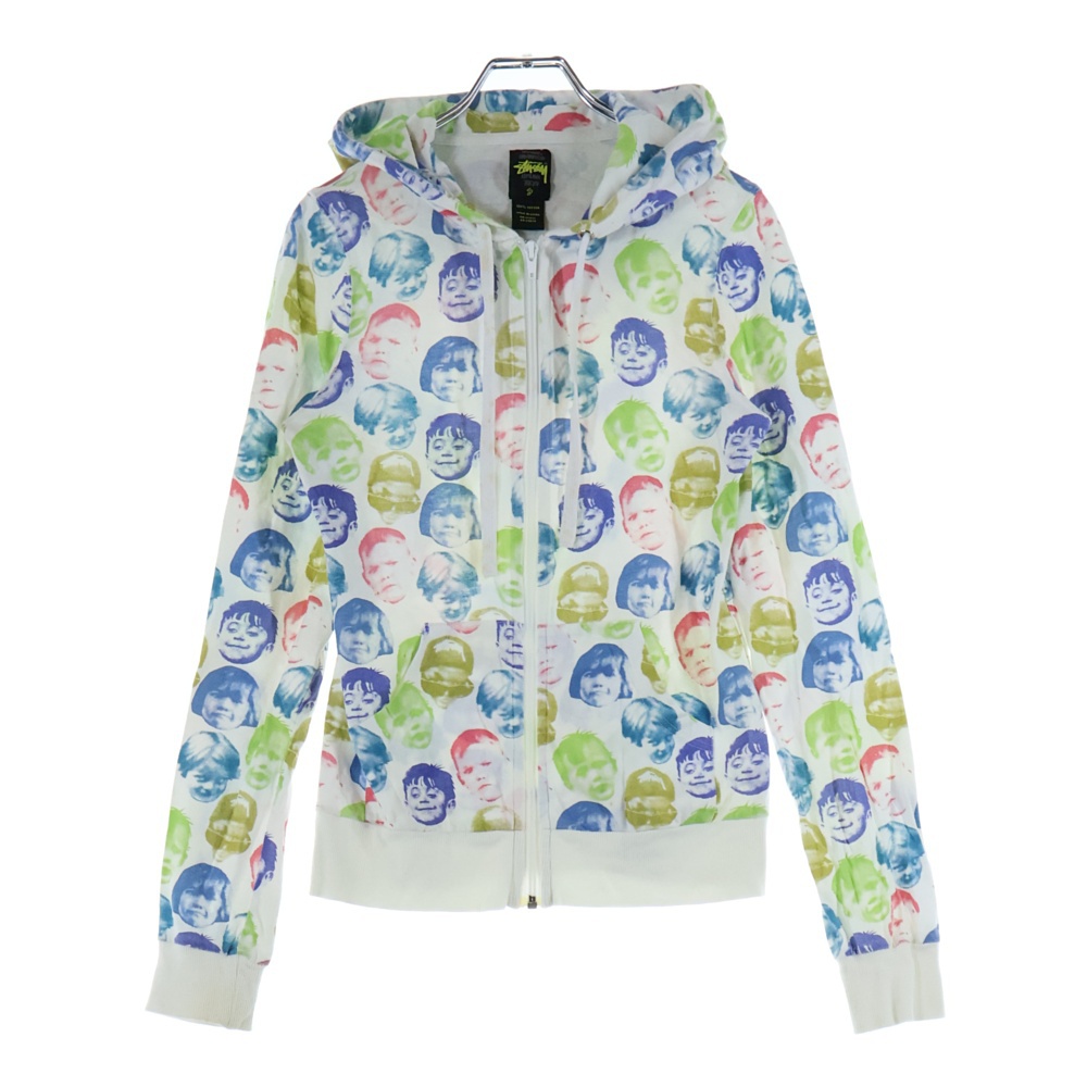 FACE PRINT フェイスプリントデザイン 総柄 ジップアップ フーデッド スウェット パーカー マルチカラー Bランク