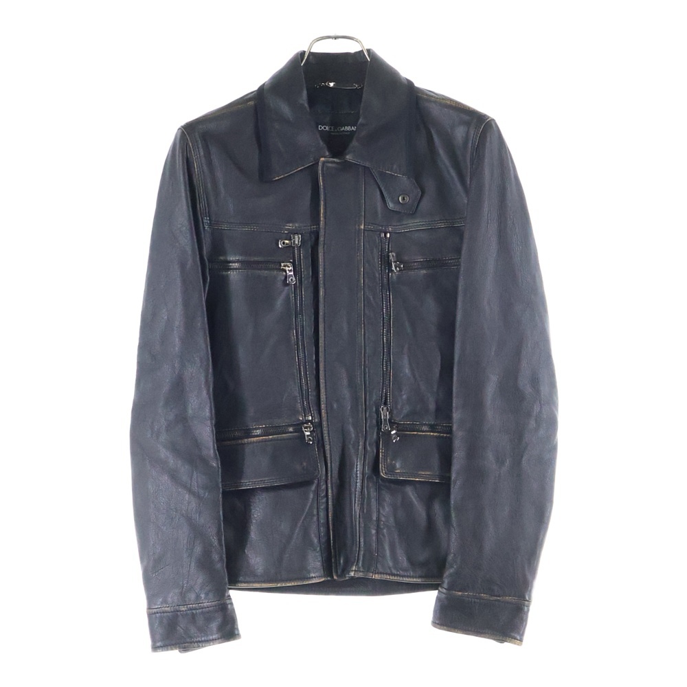 ヴィンテージ加工 中綿ジップアップレザージャケット ブラック G9G09L FULPJ Bランク