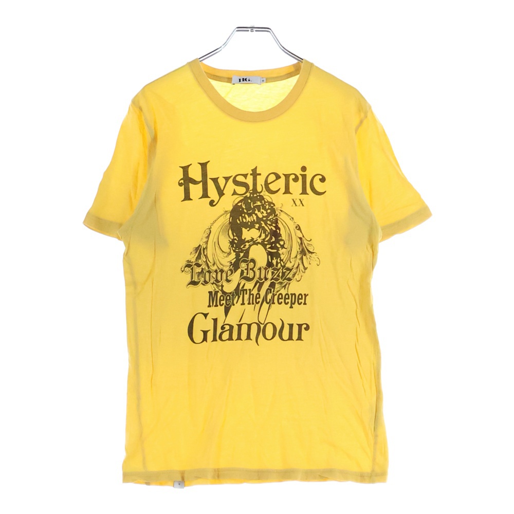 LOUE BUZZ MEET THE CREEPER ルー バズ ミート ザ クリーパー フロントロゴデザイン クルーネック カットソー 半袖Tシャツ イエロー 4CT-4832 Bランク