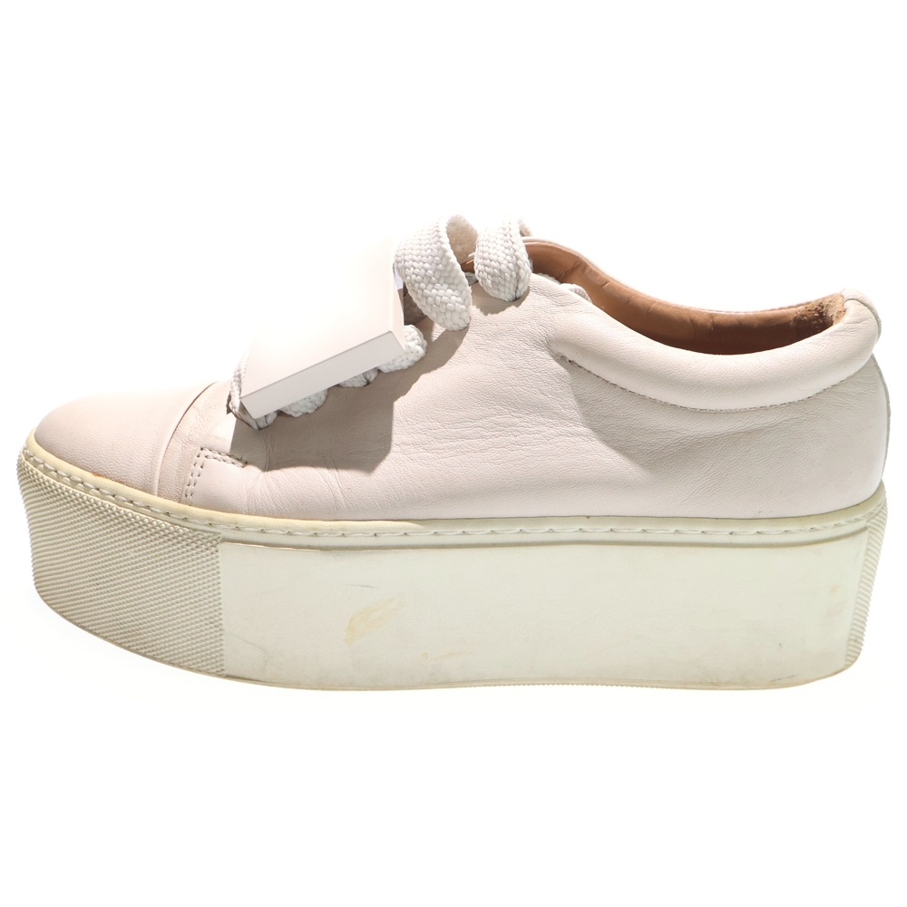 DRIHANNA NAPPA 厚底レザーローカットスニーカー アイボリー 1E7176-3D1036 Bランク