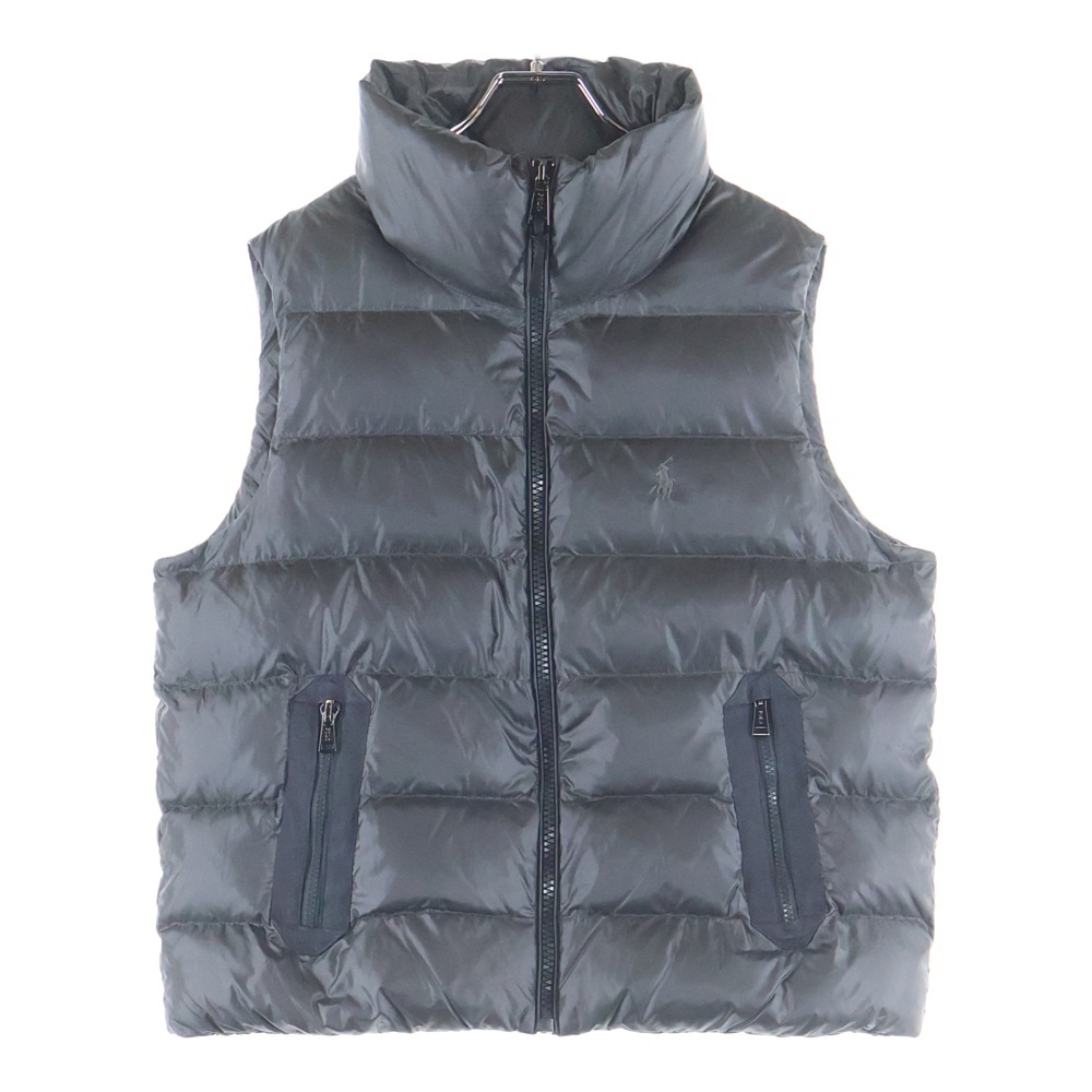 フロント刺繍 ジップアップダウンベスト ブラック Bランク