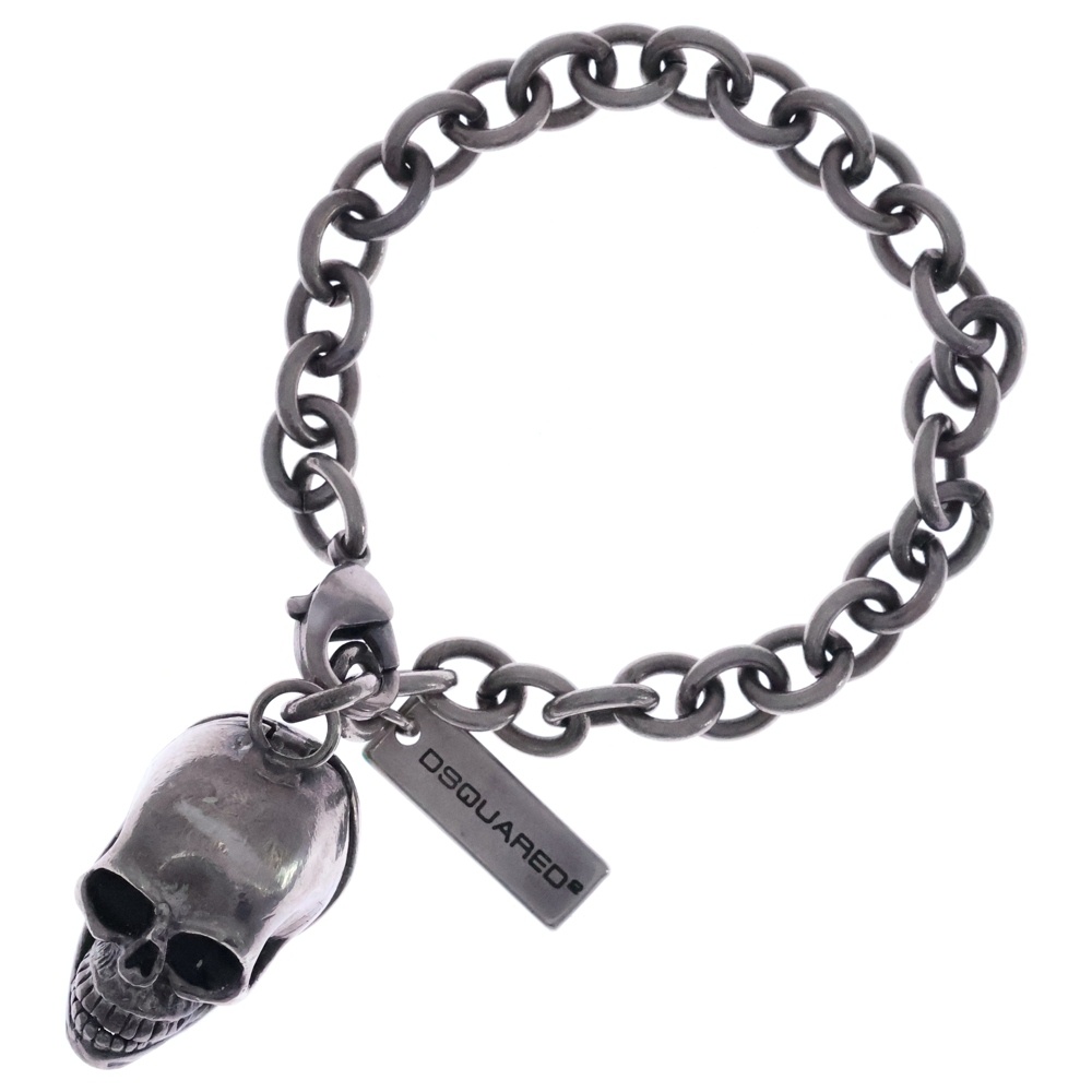 ロゴプレート スカルモチーフ チェーンブレスレット シルバー Bランク