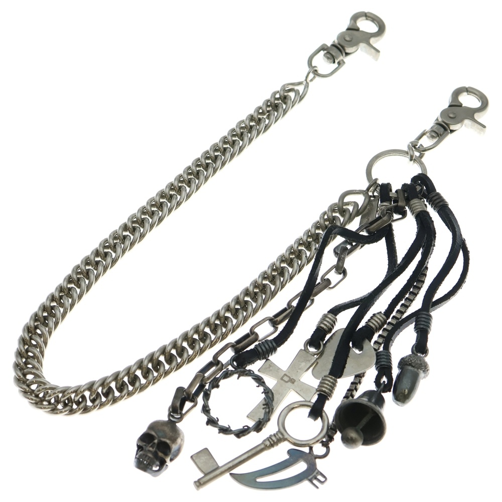 5連チャーム サイドクリップ ミニウォレットチェーン シルバー Bランク