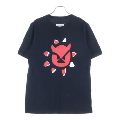 18SS フロントプリント クルーネック 半袖Tシャツ カットソー ブラック S50GC0505 S22816 Cランク