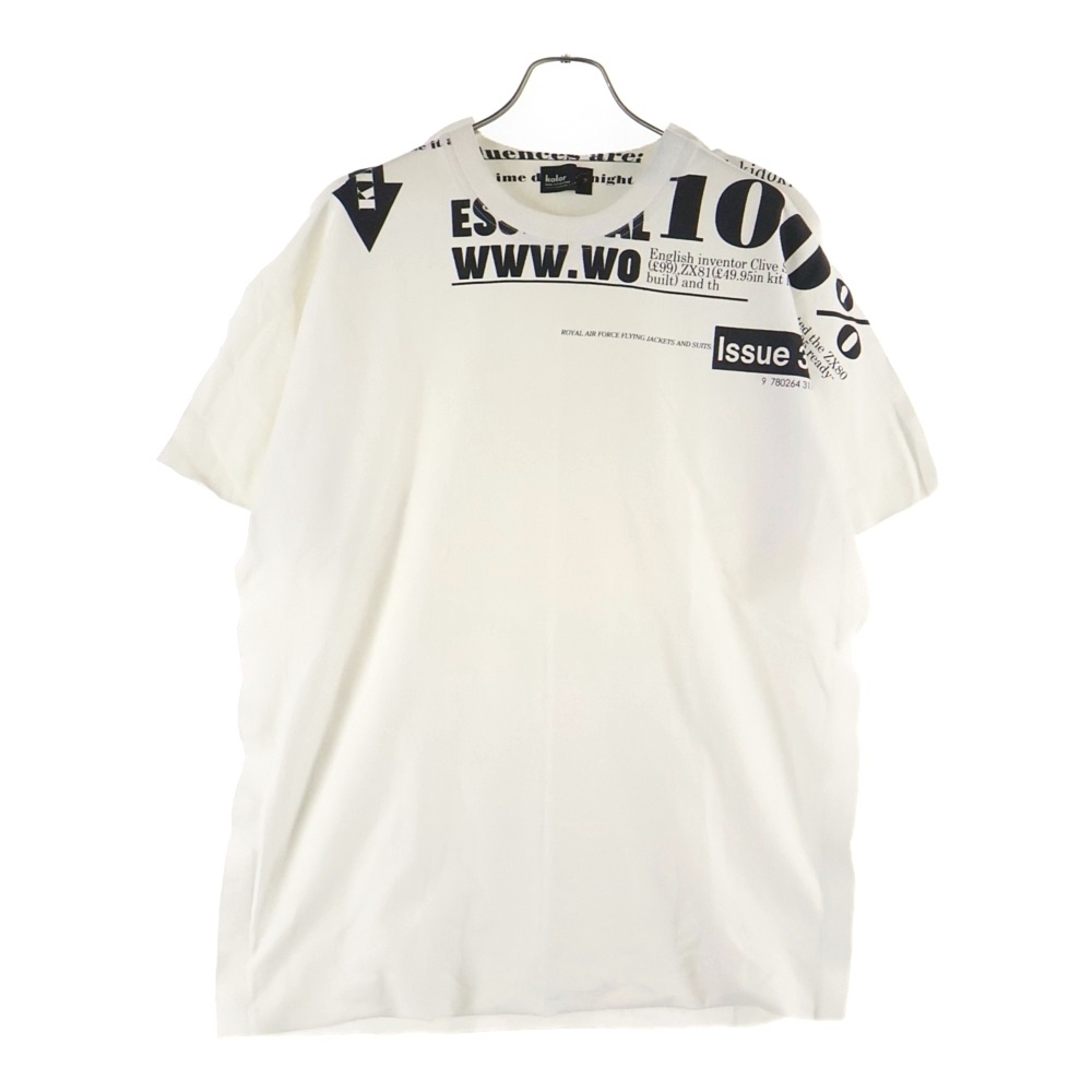 カットオフインサイドアウトデザイン フロントプリント クルーネック 半袖Tシャツ カットソー ホワイト Bランク