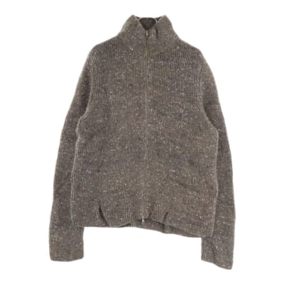 17AW ハイネック ネップ ウール ダブルジップ ドライバーズニット ブラウン S30GP0223 S16106 Bランク
