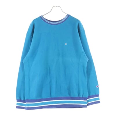 REVERSE WEAVE リバースウィーブ 青単タグ復刻 リブボーダースウェット トレーナー ブルー C8-L038 Bランク
