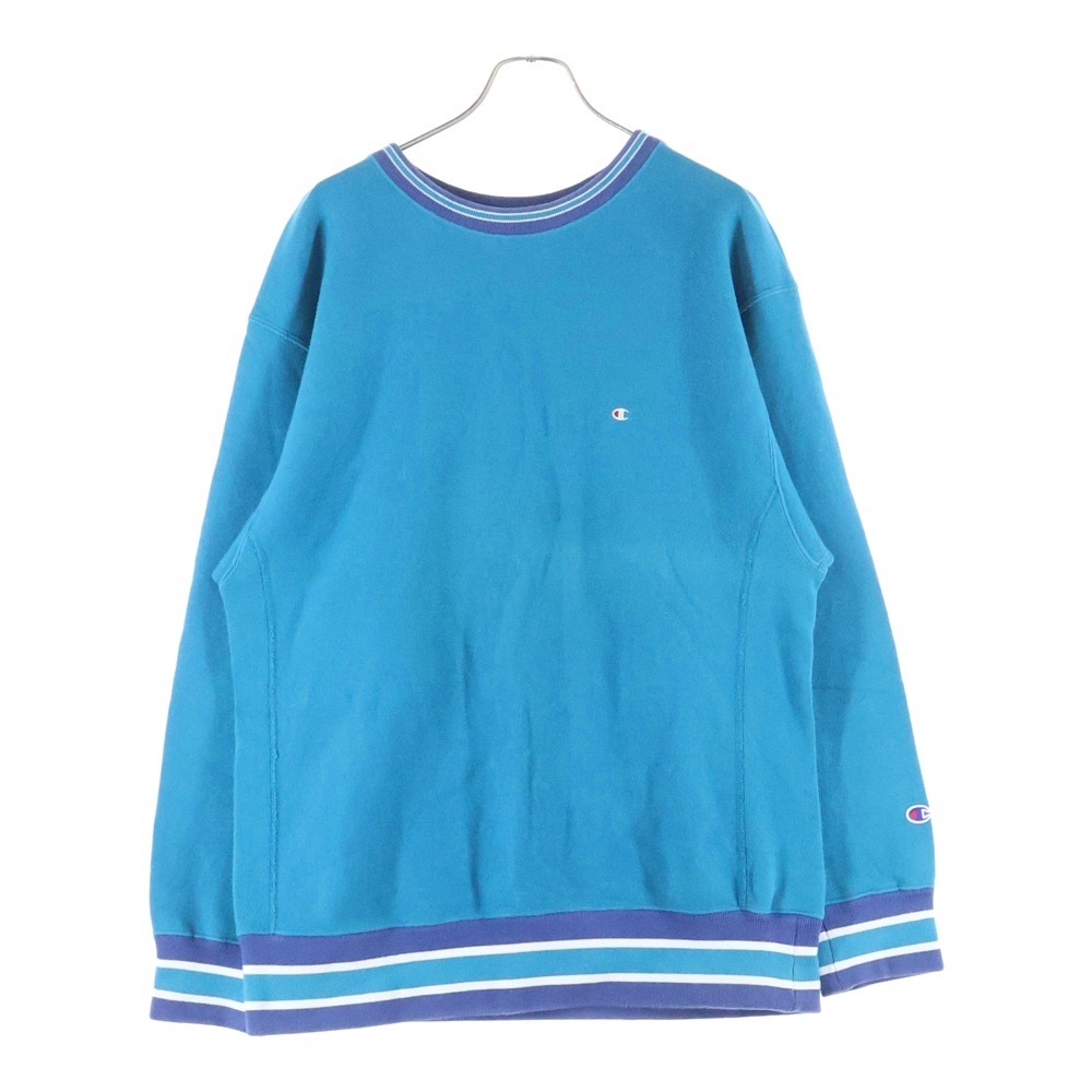 REVERSE WEAVE リバースウィーブ 青単タグ復刻 リブボーダースウェット トレーナー ブルー C8-L038 Bランク