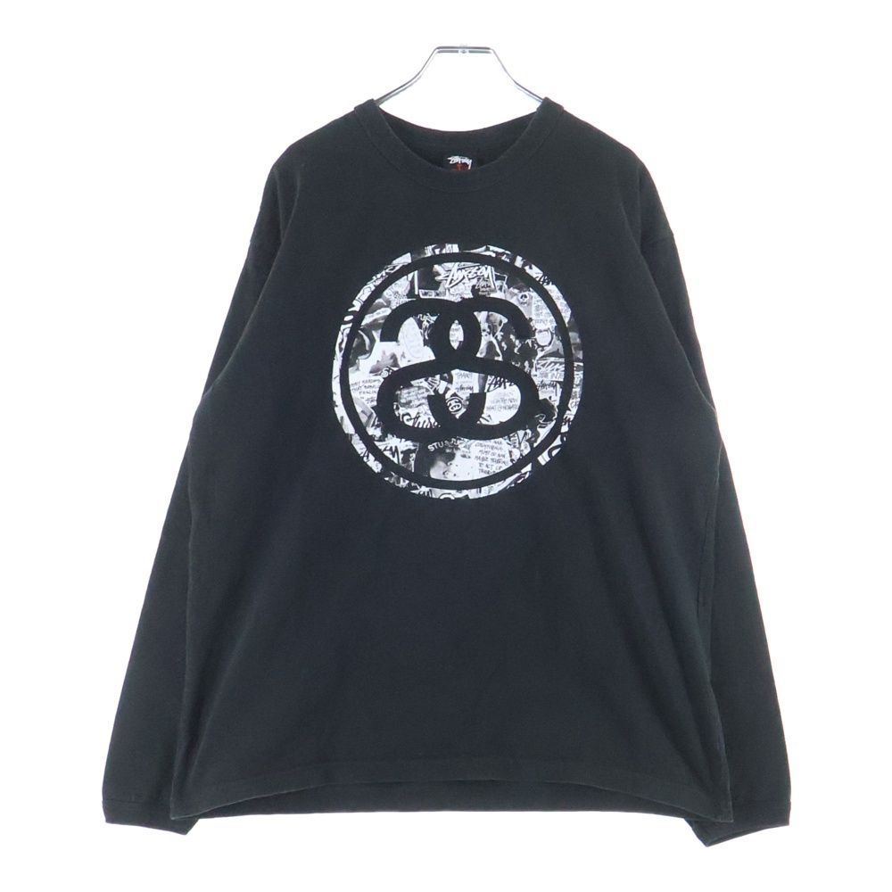 00S VINTAGE SS-LINK L/S TEE ヴィンテージ SSリンク メキシコ製 両面ロゴプリントTシャツ 長袖クルーネックカットソー ブラック Bランク